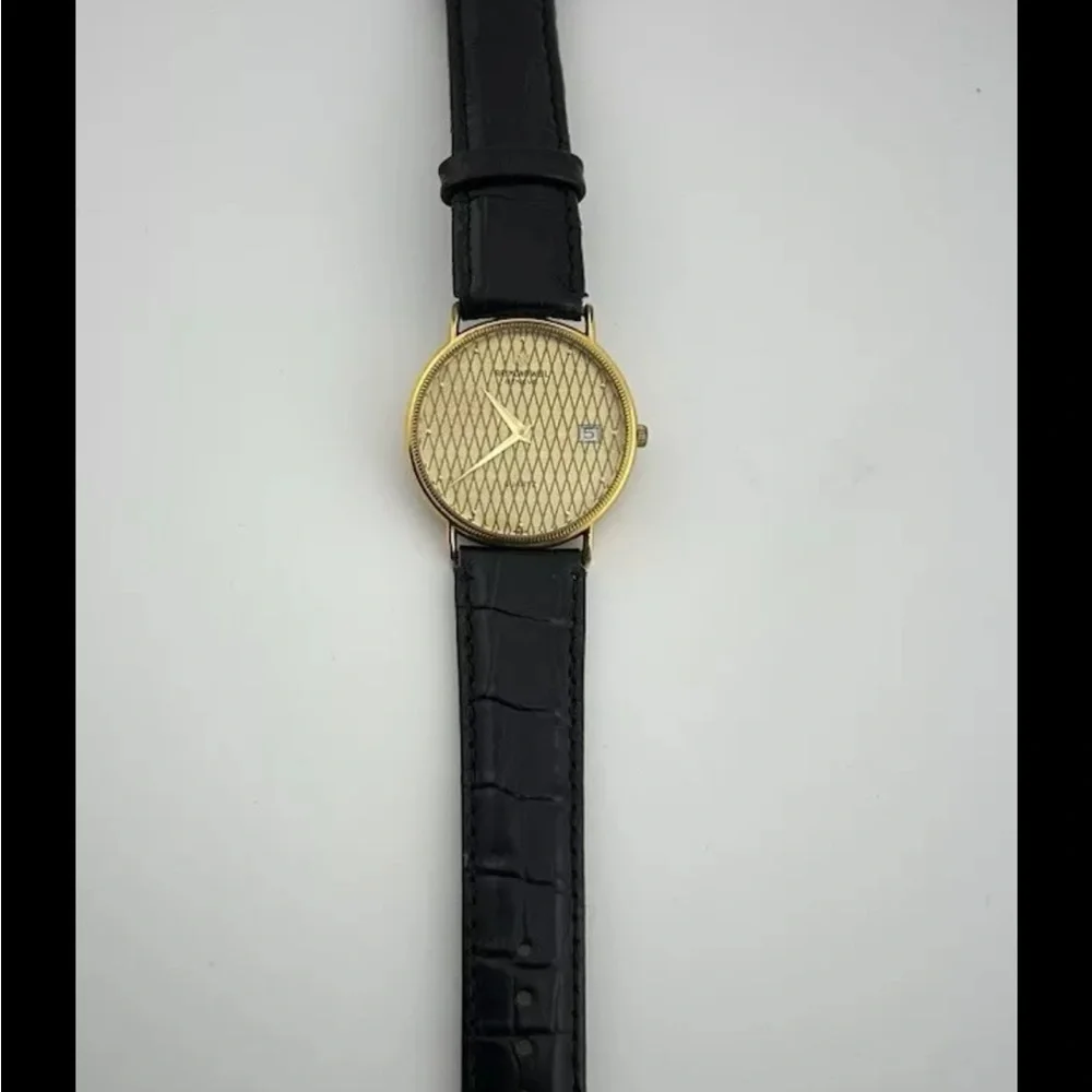 Raymond Weil 18K Yellow Gold Plated Criss Cross Dial Watch 5514 #56 works